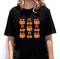 Halloween Pumpkin & Disco Cherry with  Orange Bow Black Women T shirt