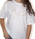 Bride Rhinestone Gold and Silver White Short Sleeve T Shirt Bling
