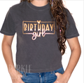 Birthday Girl Women T shirt on Boxy Tee and Gold Metallic Puff Font