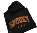 Halloween "Spooky Vibes" Embroidery Design Black Hoodies. (Optional Bling Cord Upgrade)