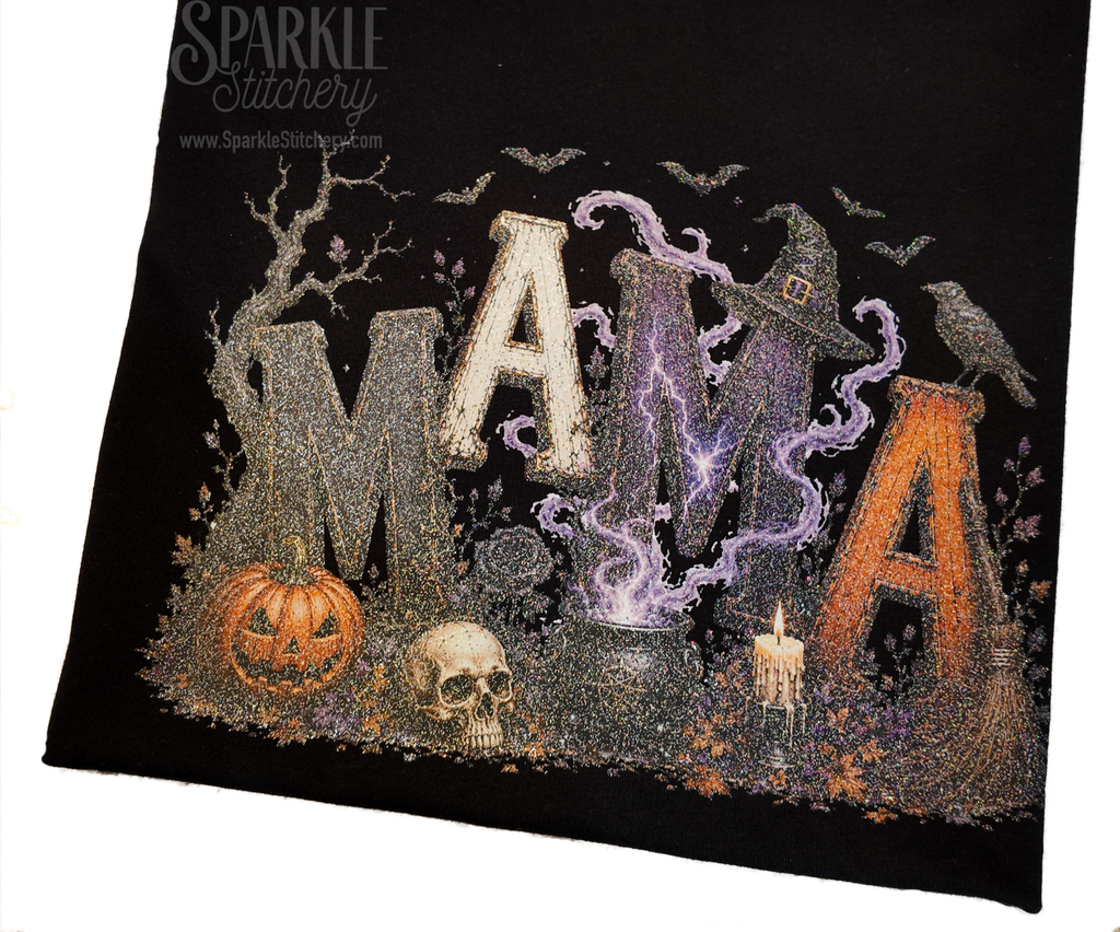 Glitter Halloween MAMA Women Short Sleeve T Shirt