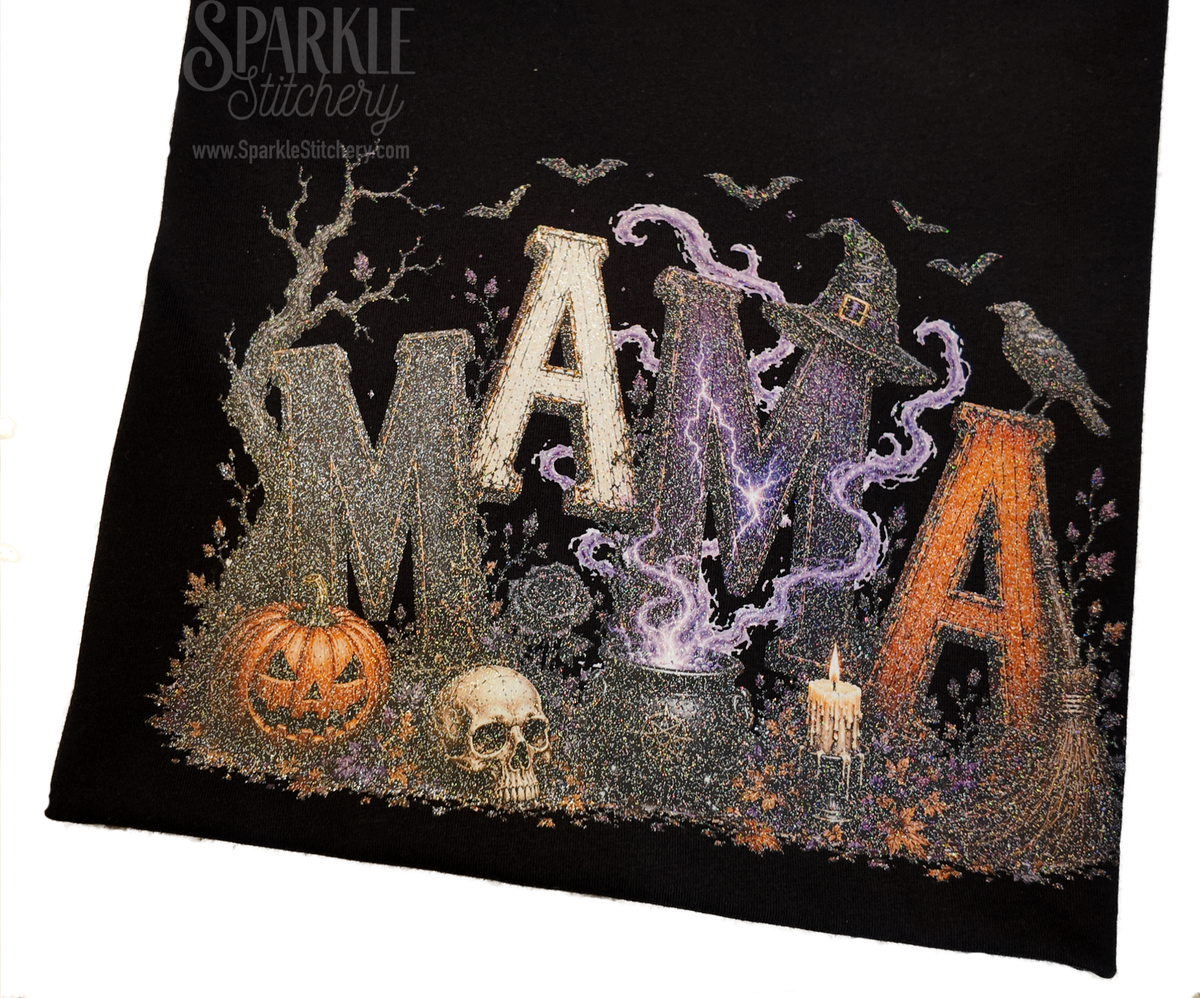 Glitter Halloween MAMA Women Short Sleeve T Shirt